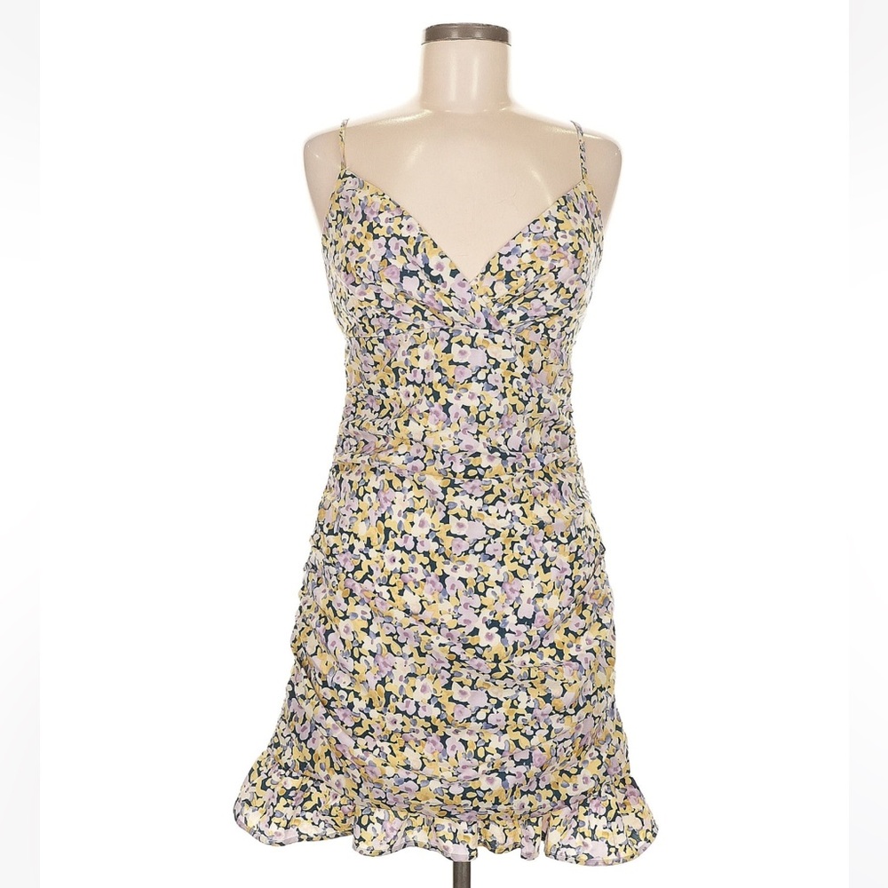 Storia Floral Mini Dress in Purple and Yellow